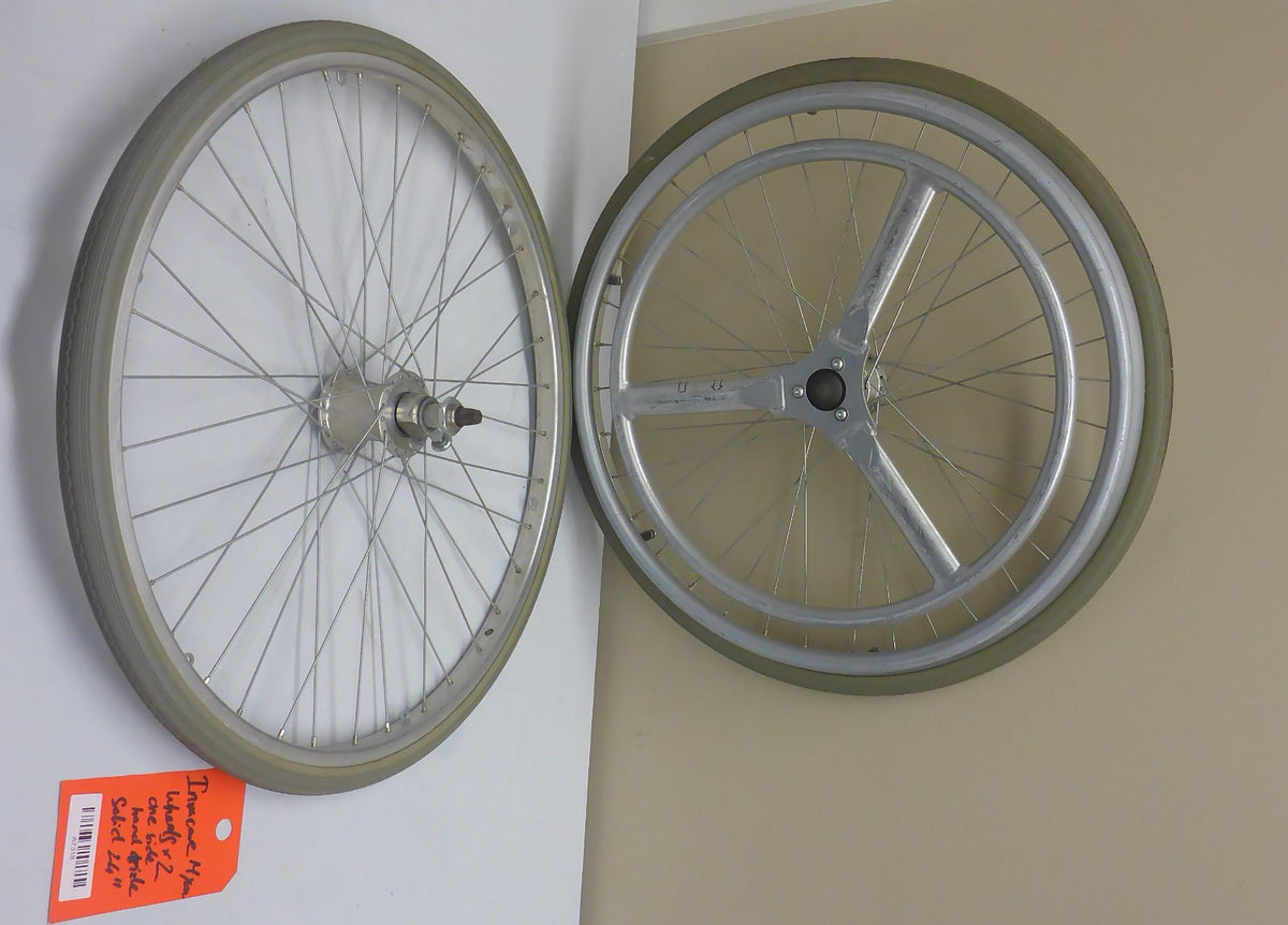 LOT OF TWO-ONE HAND DRIVE WHEELS 24 INCH FOR MYON WHEELCHAIR USED GOOD CONDITION