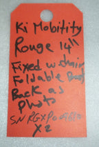 KI MOBILITY ROUGE 14 INCH RIGID WHEELCHAIR FOLDABLE BACK PARTS AS PHOTO