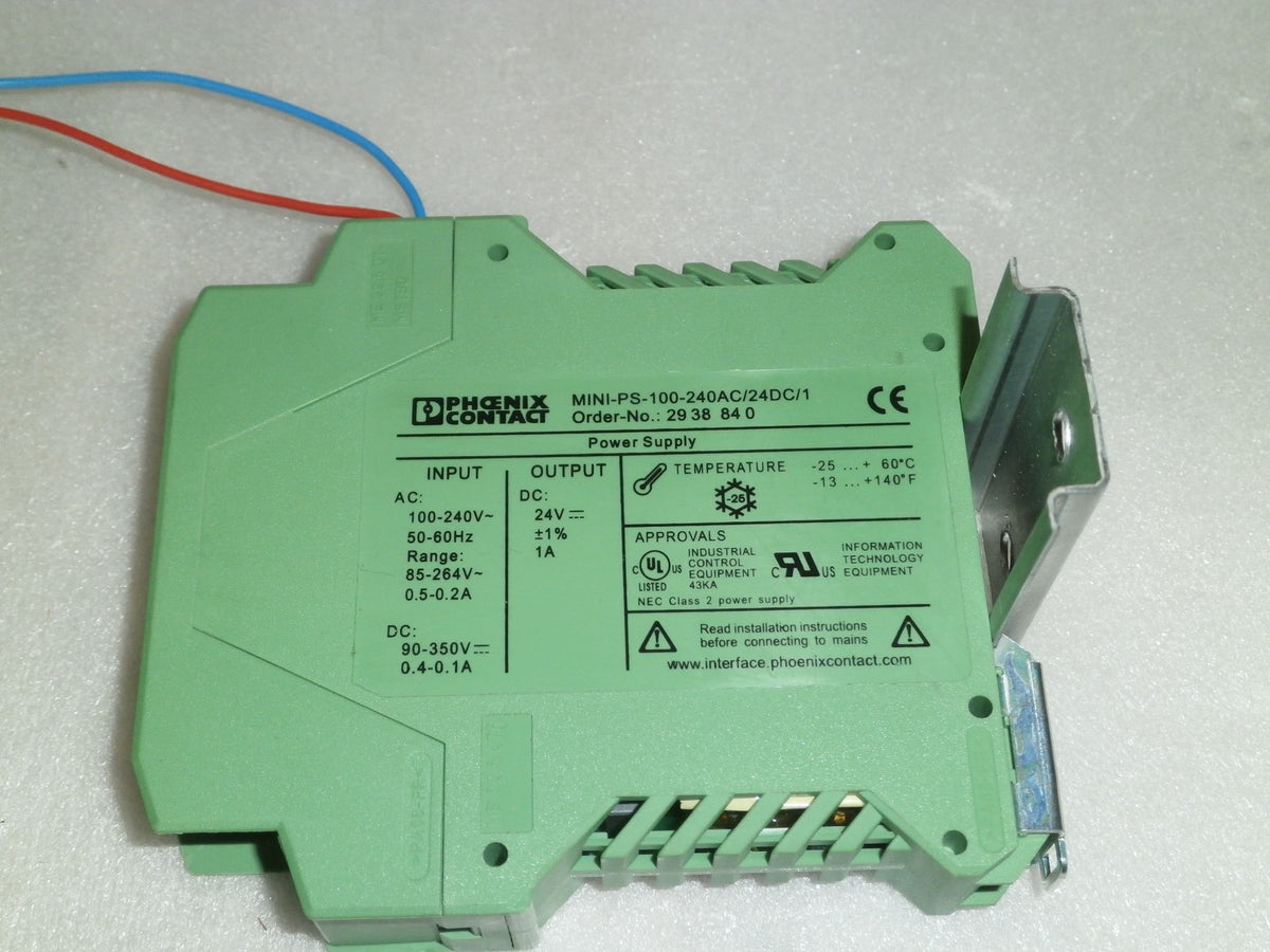 PHOENIX CONTACT MINI-PS-100-240AC-24GC-1 POWER SUPPLY W/FAN USED GOOD CONDITION