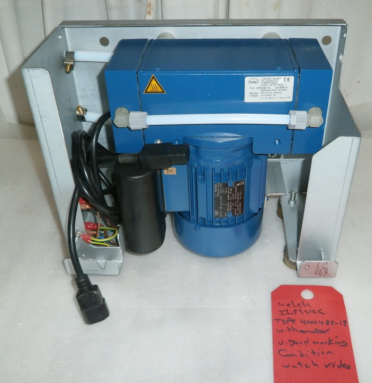WELCH ILMVAC TYPE 4000482-13 W/ MOTOR AC 1 PHASE 22336301 X 0040 0.24 HP