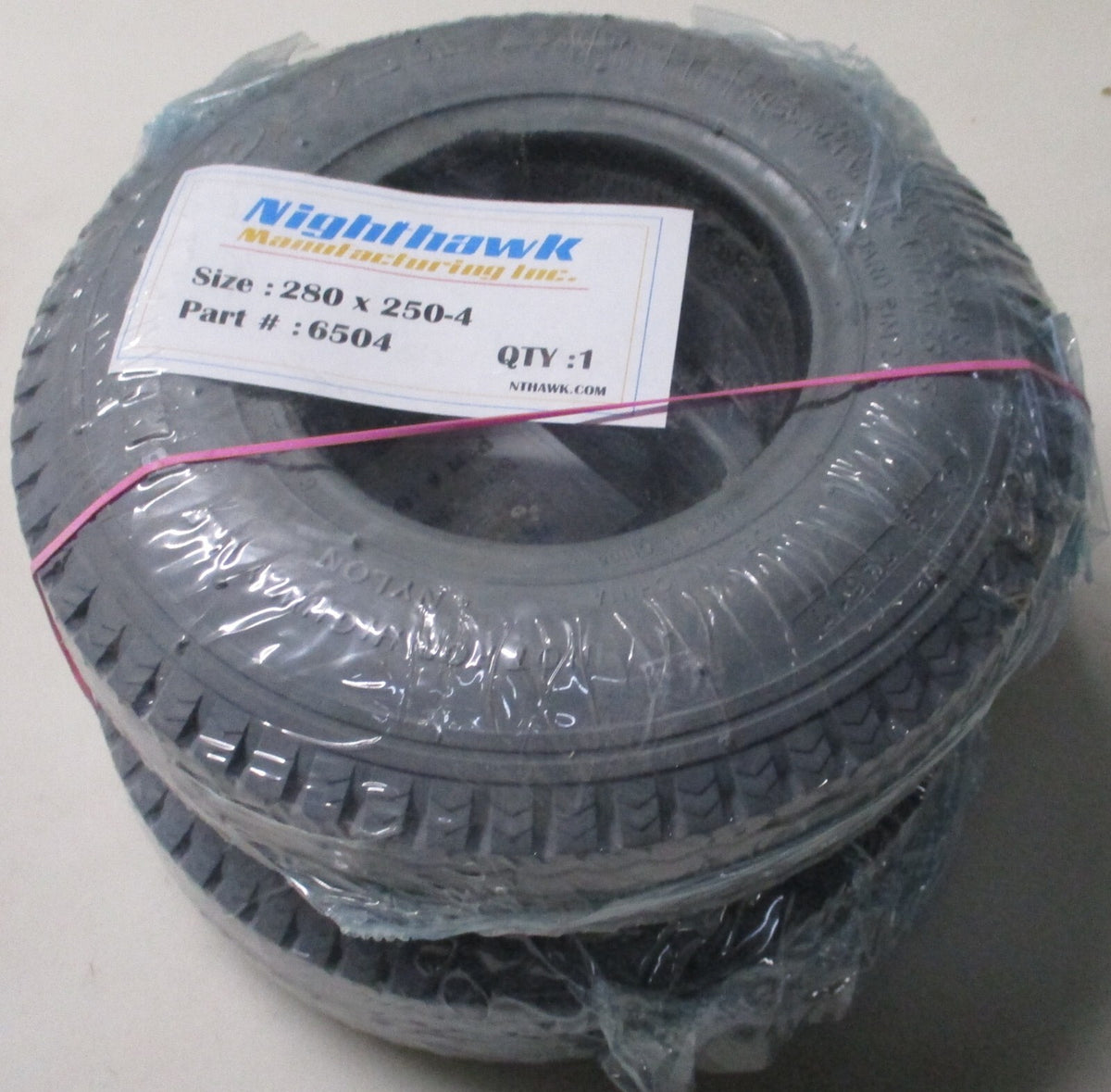PAIR OF NEW NIGHTHAWK TIRES 280X250X4 PART#: 6504 OPEN BOX