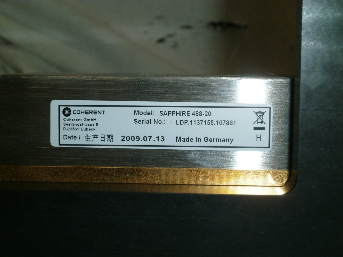A7153 COHERENT 488-20 LASER HEAD WITH NEWPORT U100-A 333344 USED GOOD CONDITION
