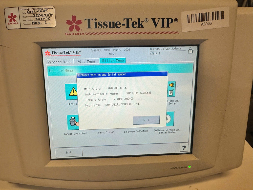 Sakura Tissue-Tek Tissue Processor VIP 6 (230 VAC model)