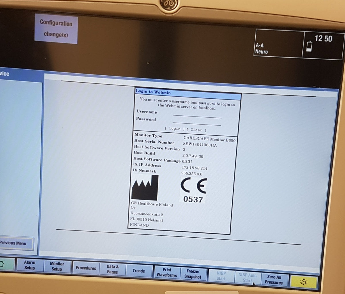 GE Healthcare CARESCAPE B650 - 6ICU, 6NIC Monitor