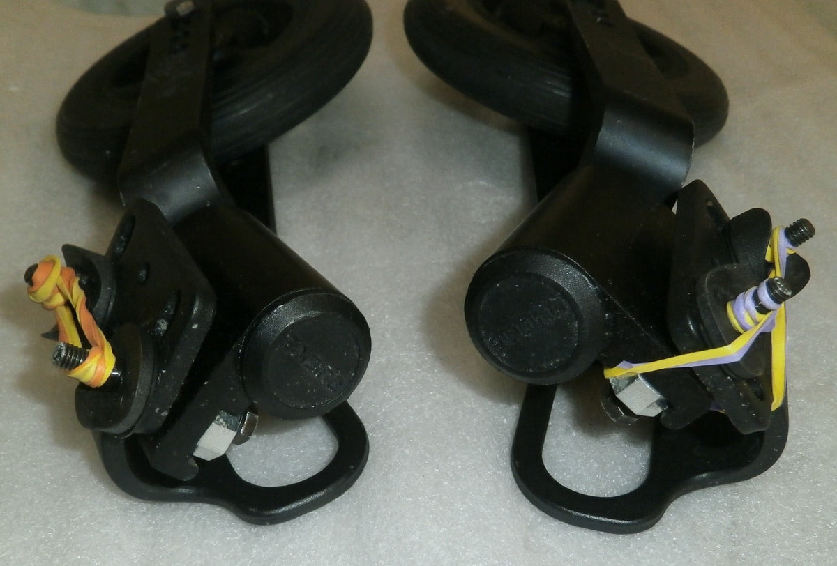 Lot of 2 Quickie QX Wheelchair Casters Size 5.5" w/ Forks Bolts Good Condition