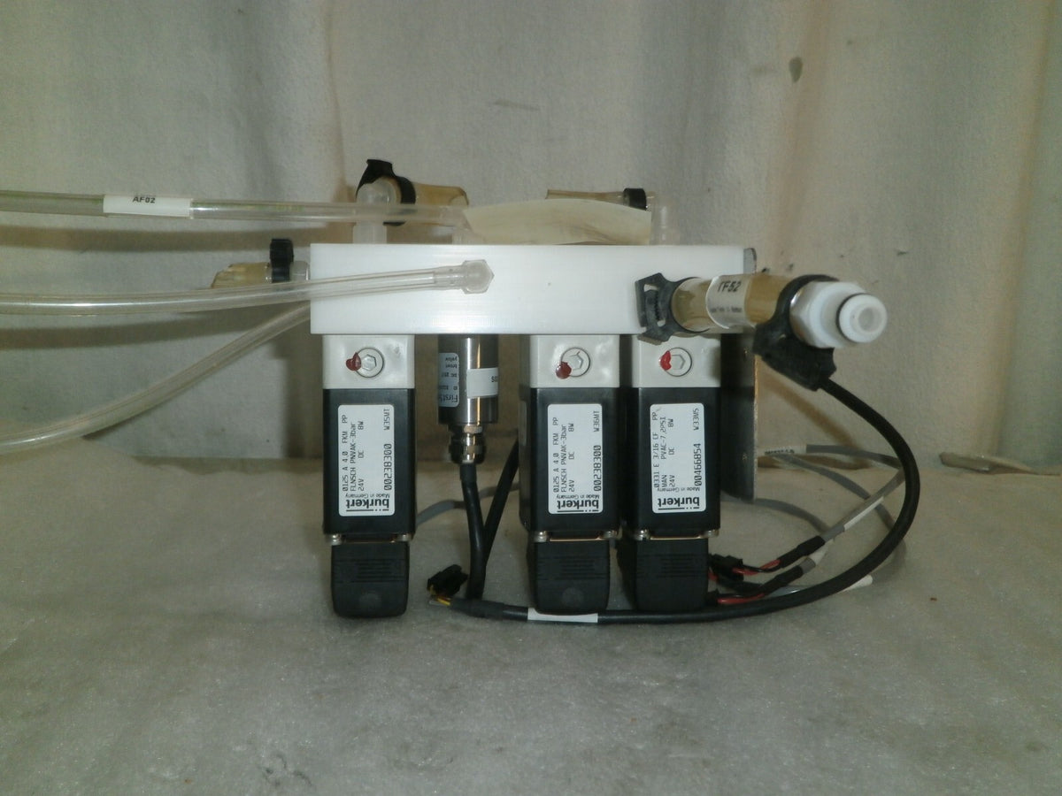 2017 Emag Biomerienx Lot of 3 Burkert 00238300 Pneumatic Solenoid Valve & Motor