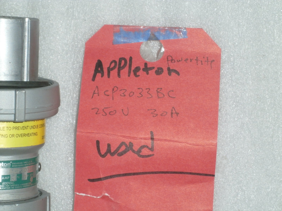 Appleton ACP3033BC 250V 30 Amp Powertite Plug Used Good Condition