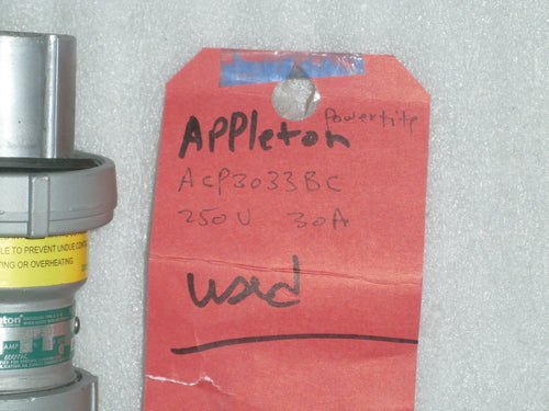 Appleton ACP3033BC 250V 30 Amp Powertite Plug Used Good Condition