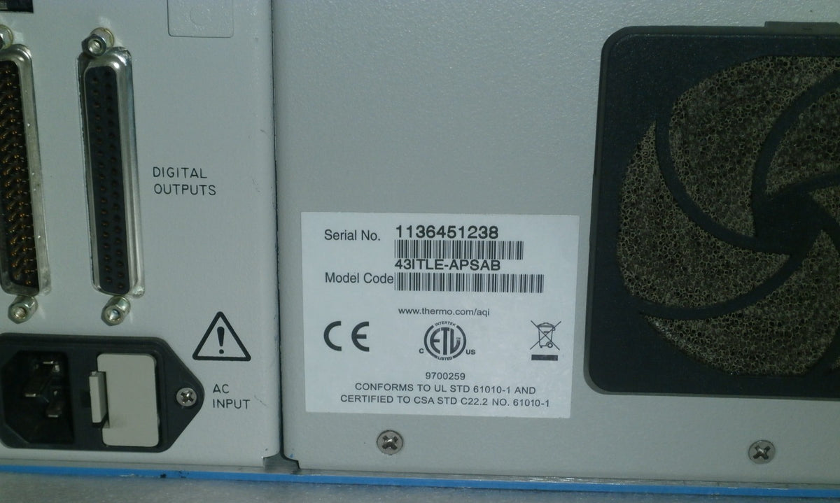 Thermo Scientific 43i-TLE SO2 Gas Analyzer Trace Level Enahanced 43ITLE-APSAB