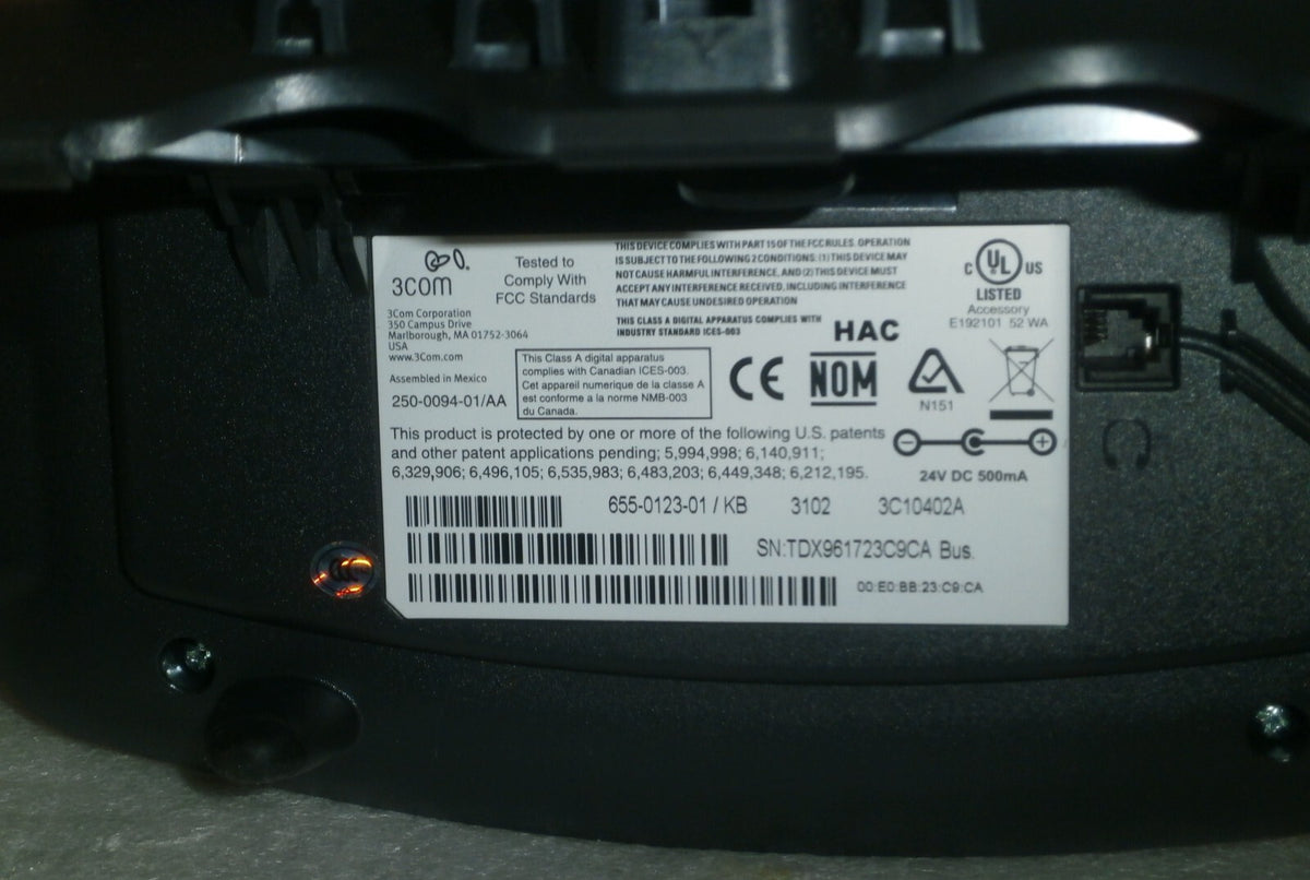 3Com 3C10402A REV DA Business Telephone & Base 655-0123-01/KB w/ Accessories