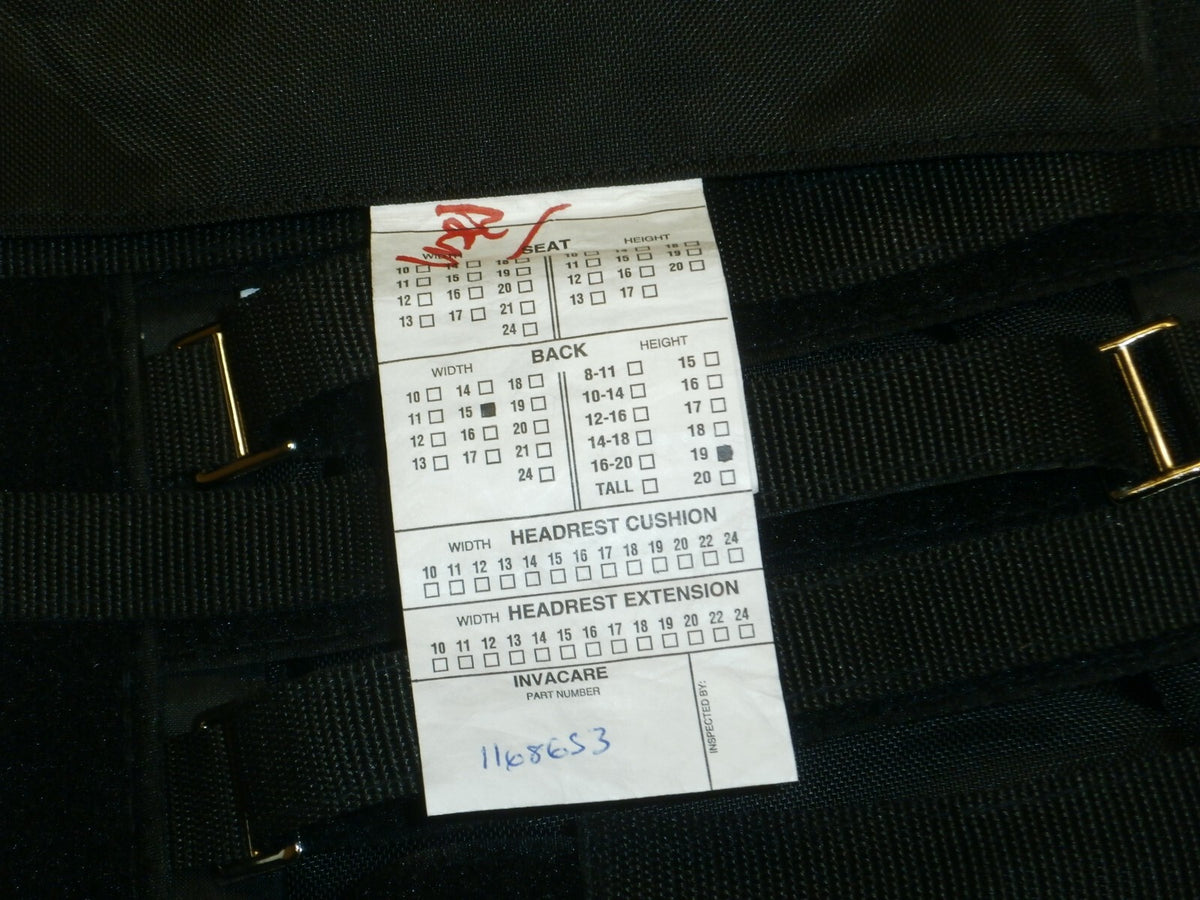 Invacare Adjustable Wheelchair Back Cover 1168653 size W 15" x H: 19"
