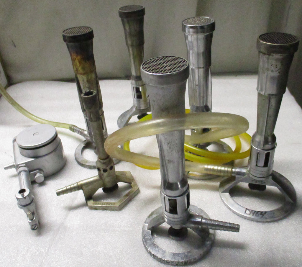 Lot of 5 bunsen burners LAB GAS BURNERS As pictures