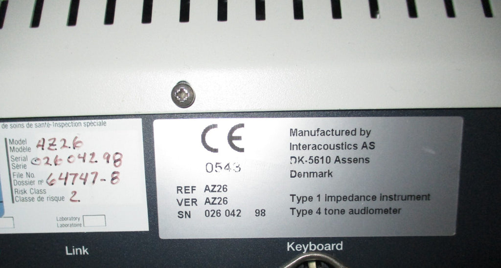 Interacoustics AZ26 Audiometer (NO PROBES)