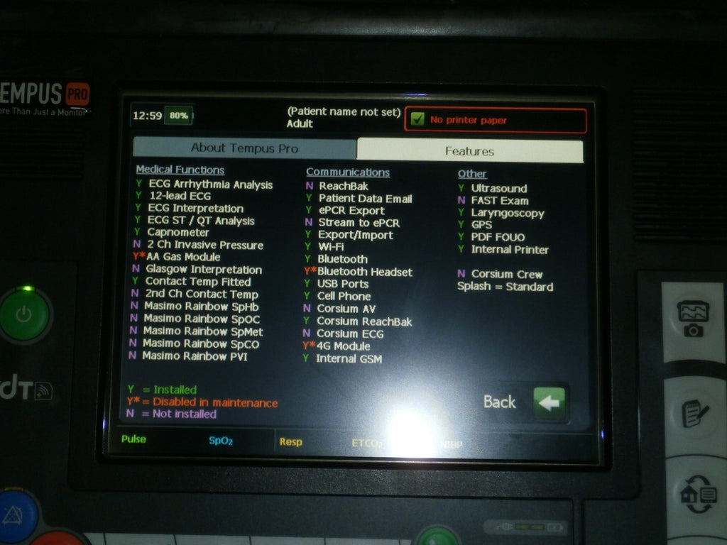 RDT Philips Tempus Pro TempusPro Monitor w/ Battery and Power Supply