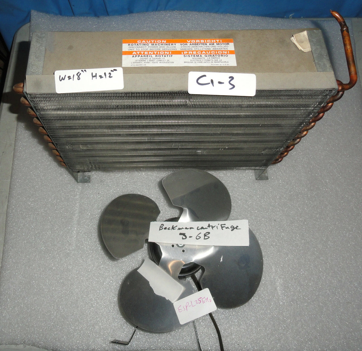 BECKMAN J-6B CENTRIFUGE EVAPORATOR AND FAN