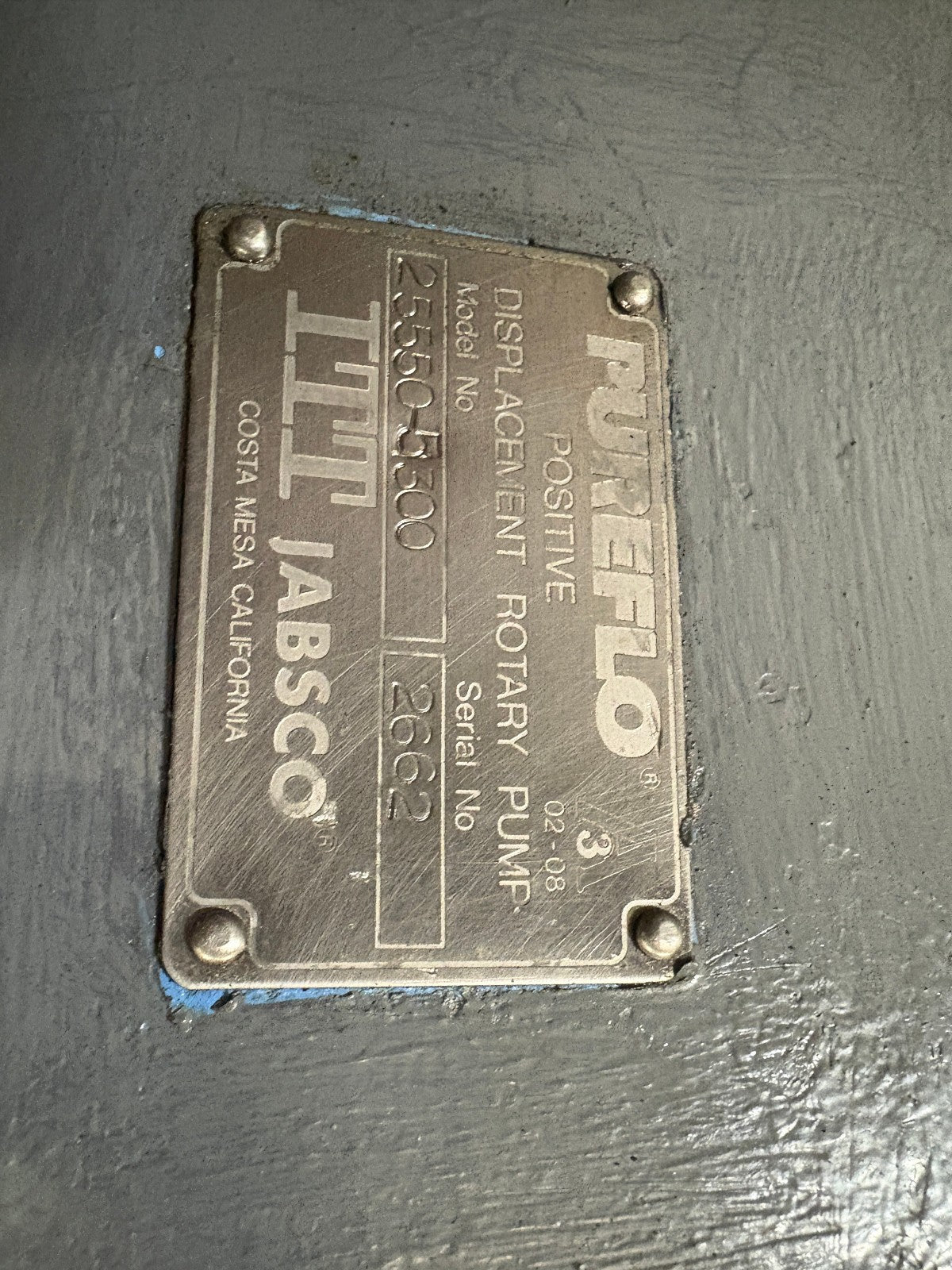 ITT Jabsco Pureflo Positive Displacement Lobe Rotary Pump 25550-51300