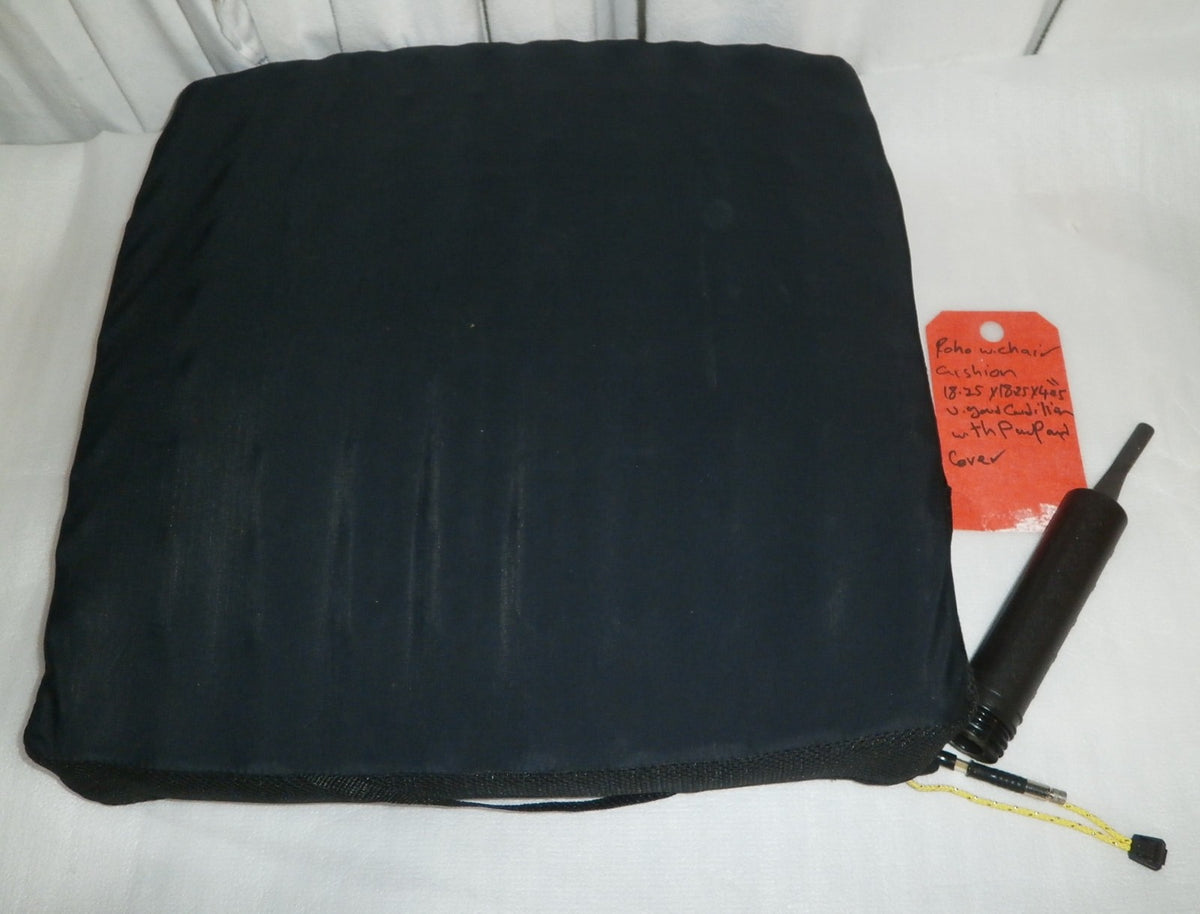 ROHO WHEELCHAIR CUSHION 18.25X18.25X4.25 " WITH COVER AND PUMP GOOD CONITION