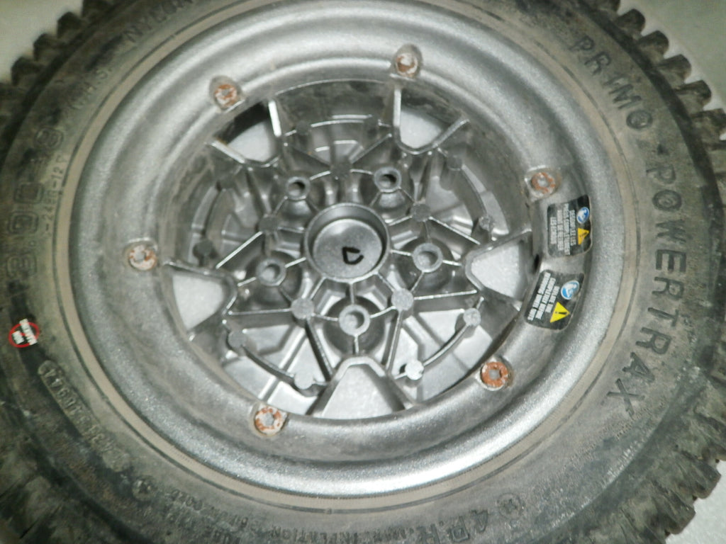 LOT OF 2 PRIMO POWERTRAX WHEELS 3.00-8 SOLID FAIR CONDITION