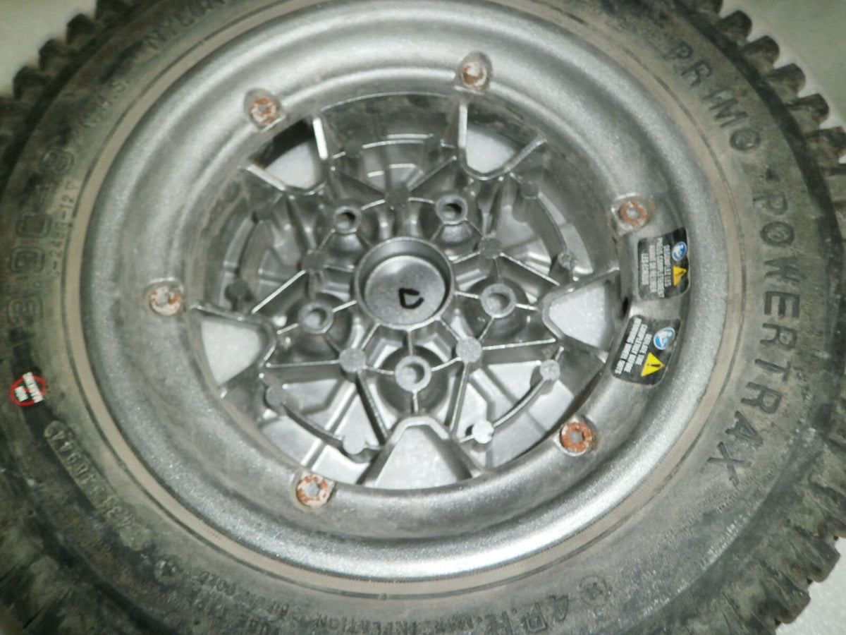 LOT OF 2 PRIMO POWERTRAX WHEELS 3.00-8 SOLID FAIR CONDITION