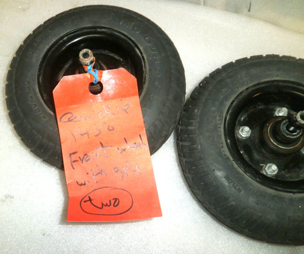 TWO QUICKIE 1450 POWER WHEELCHAIR WHEELS PRIMO DUROTRAP 2.80/2.50-4