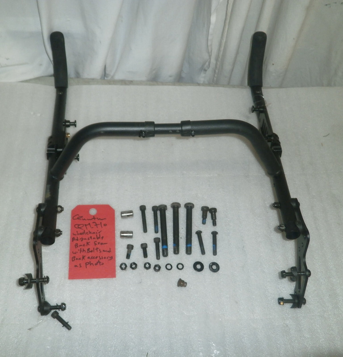 ADJUSTABLE BACK PARTS W/ BOLTS FROM QUANTUM QM-710 POWER WHEELCHAIR AS PHOTO