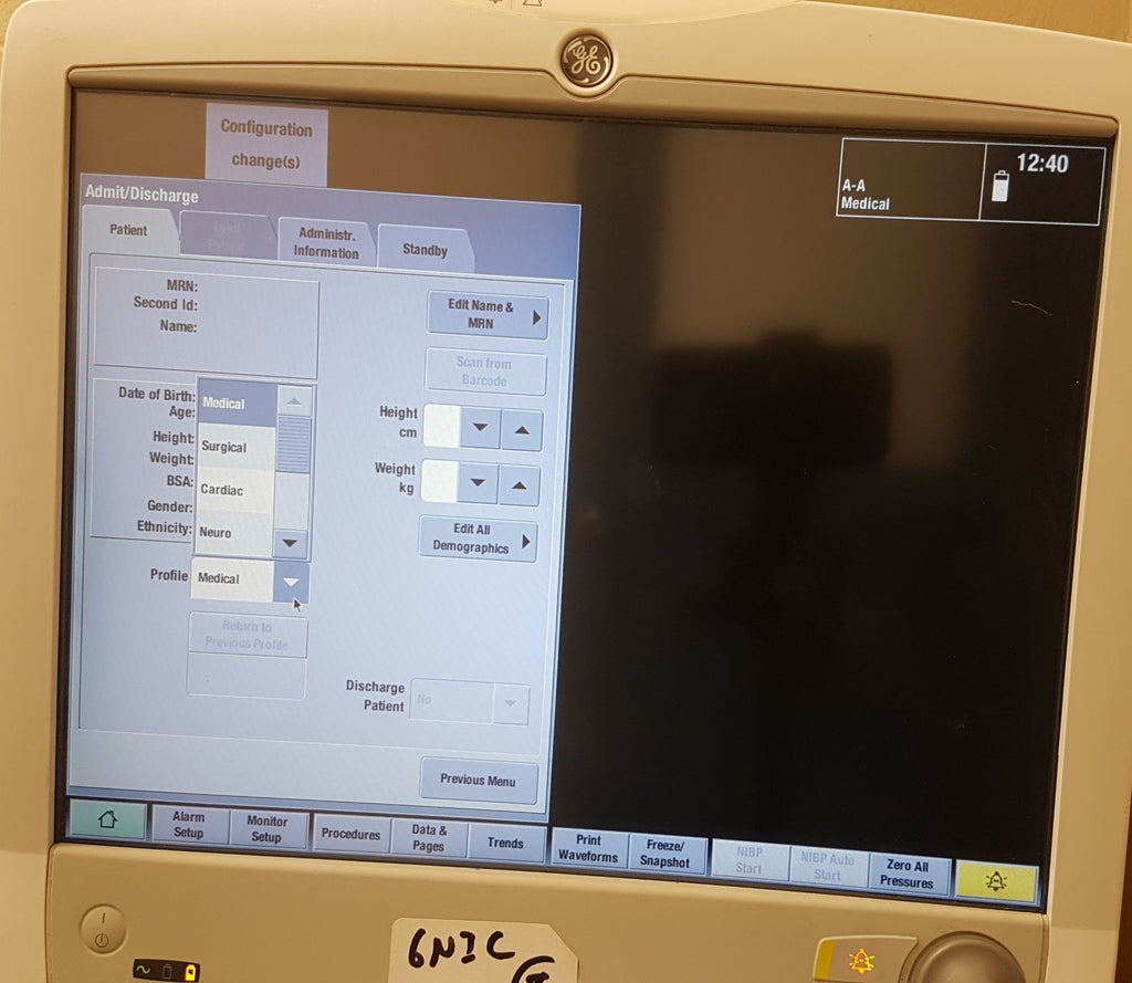 GE Healthcare CARESCAPE B650 - 6ICU, 6NIC Monitor