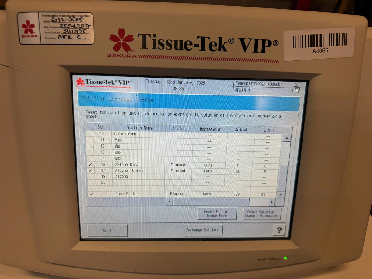 Sakura Tissue-Tek Tissue Processor VIP 6 (230 VAC model)