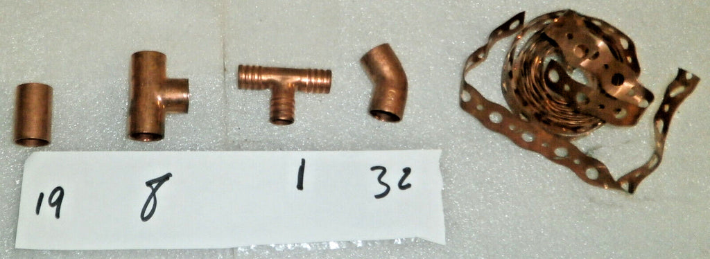 LOT OF COPPER PIPE FITTINGS COUPLER STOP