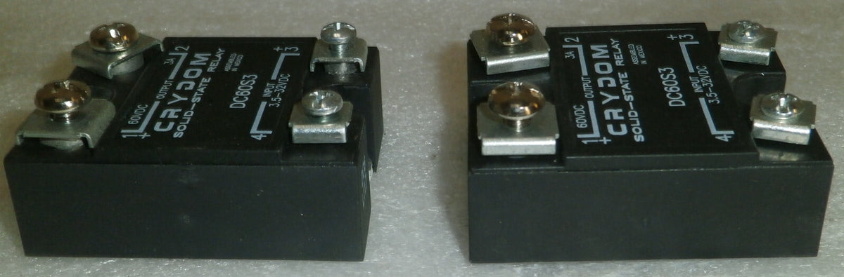 Lot of 2 CRYDOM DC60S3 3.5-32VDC Control, 3A 60VDC Load, Solid State Relay