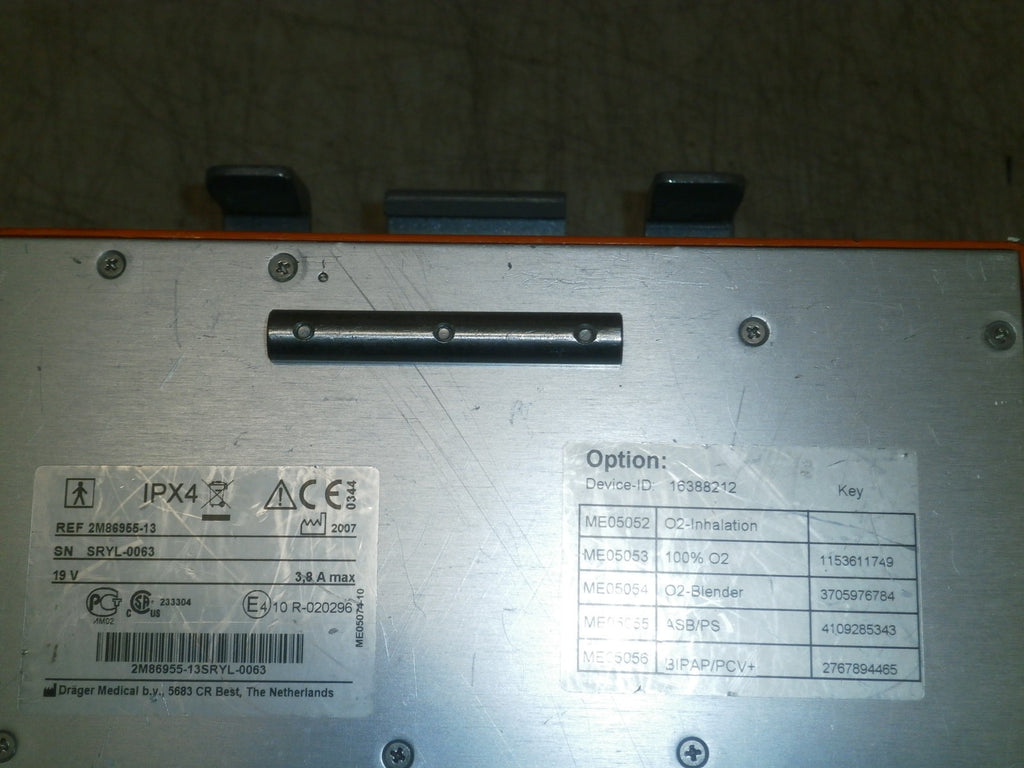 Drager Oxylog 3000 Ventilator 2M86955 - No Power Supply