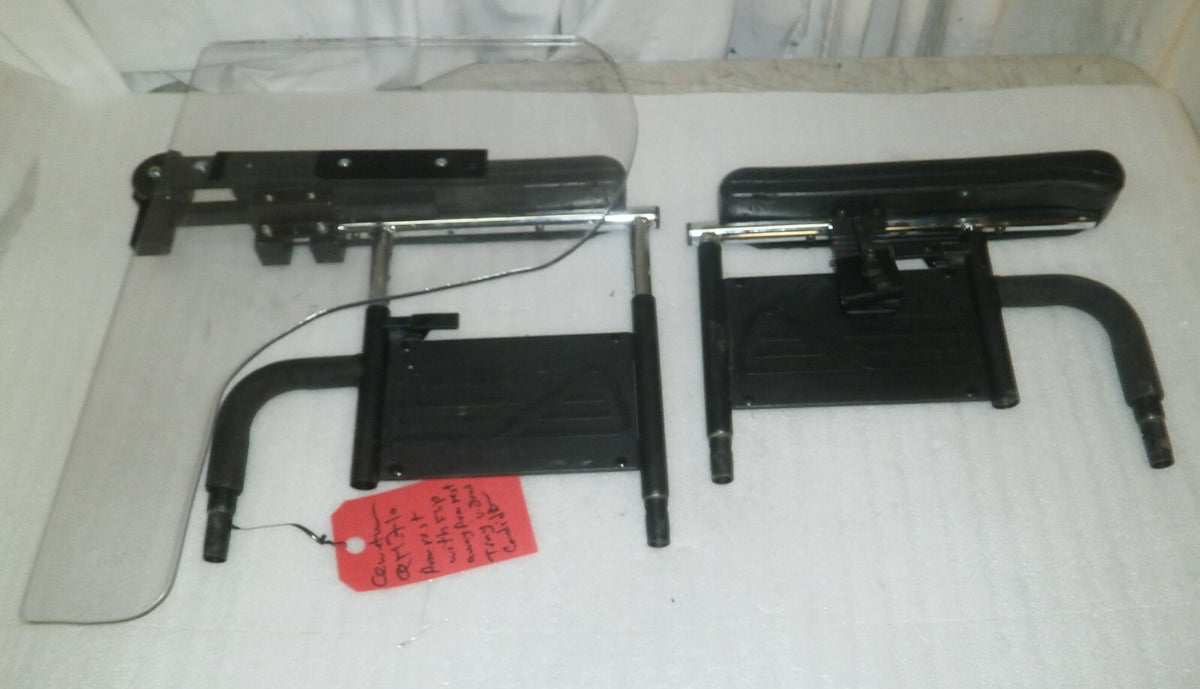 PAIR OF WHEELCHAIR ARM REST QM-710 WITH FLIP AWAY ARM REST TRAY GOOD CONDITION