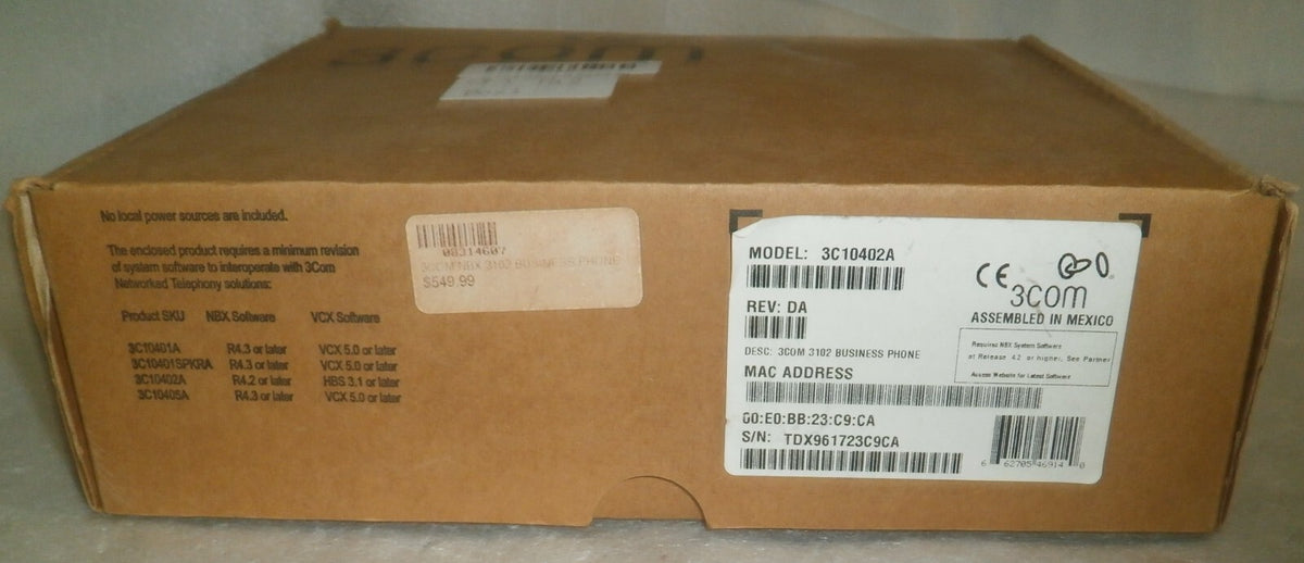 3Com 3C10402A REV DA Business Telephone & Base 655-0123-01/KB w/ Accessories