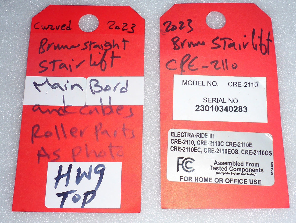 2023 BRUNO STRAIGHT CRE-2110 STAIR LIFT BOARD AND ROLLERS WITH PARTS AND CABLES