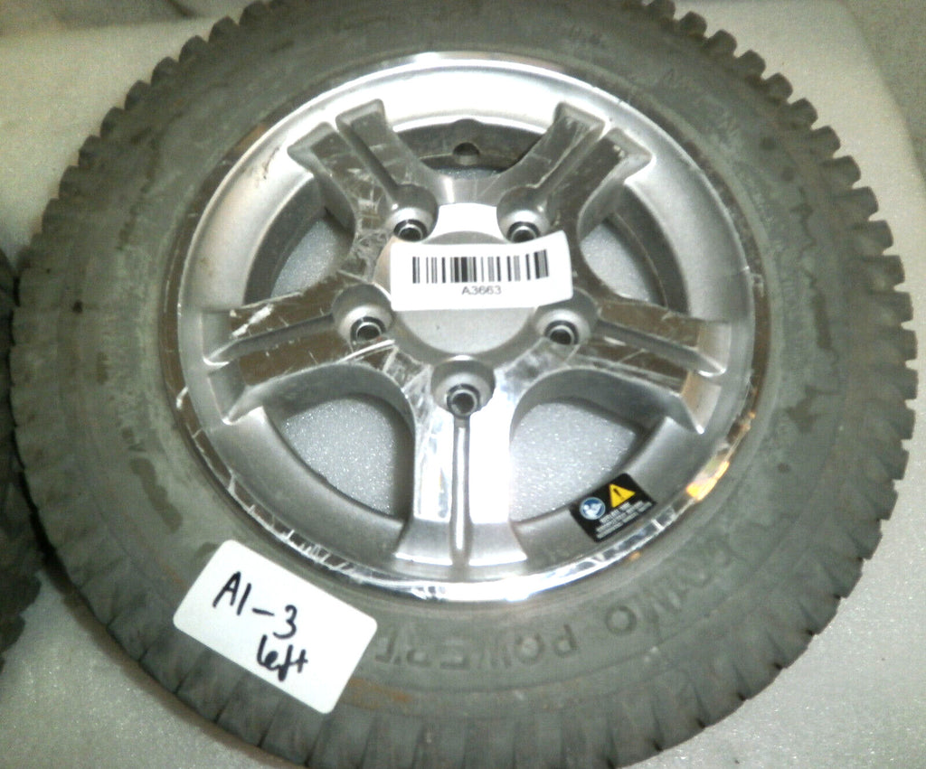 SET OF 2 PRIMO POWER TRAX 3.00-8 WHEELCHAIR WHEELS SOLID FAIR CONDITION