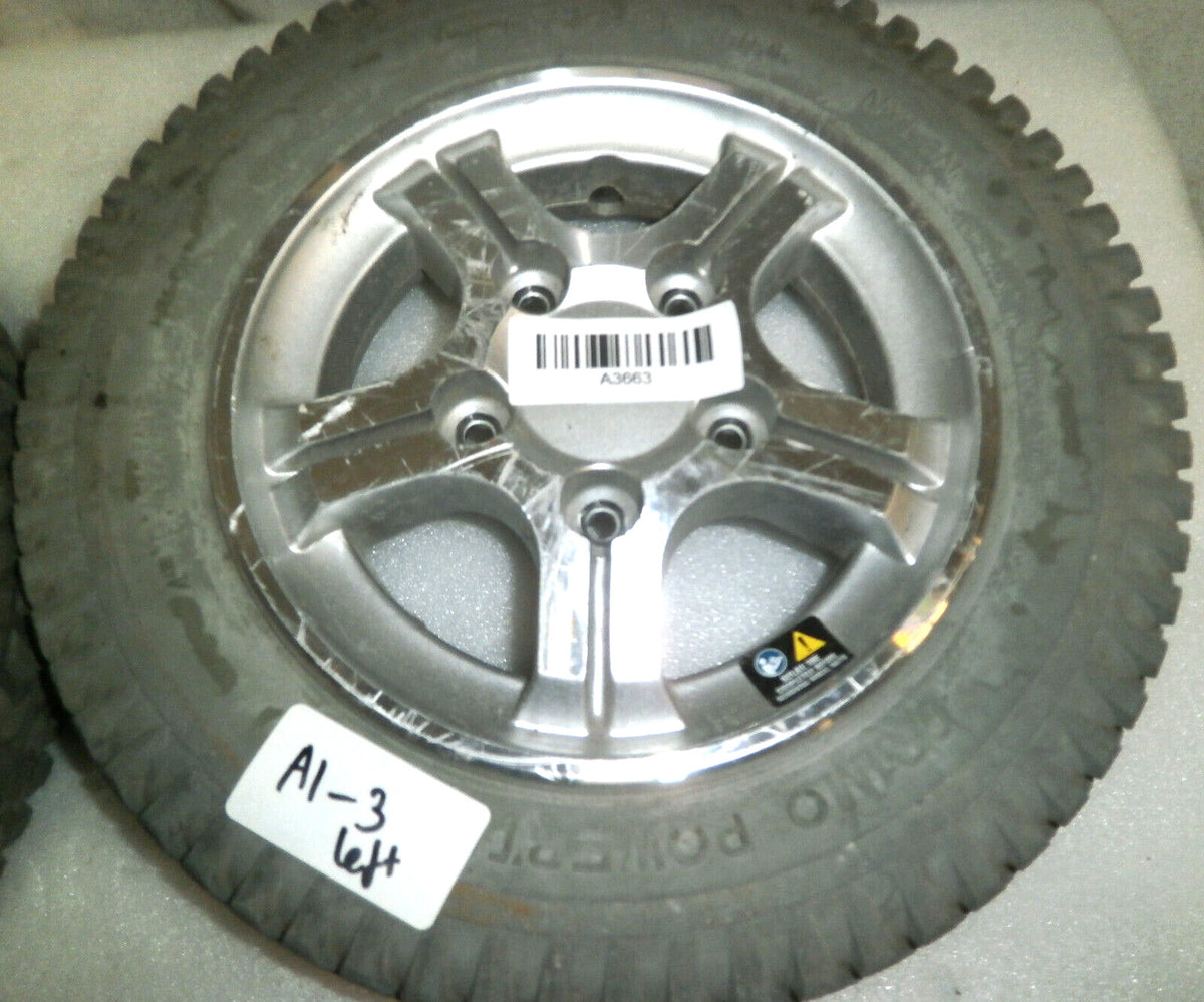 SET OF 2 PRIMO POWER TRAX 3.00-8 WHEELCHAIR WHEELS SOLID FAIR CONDITION