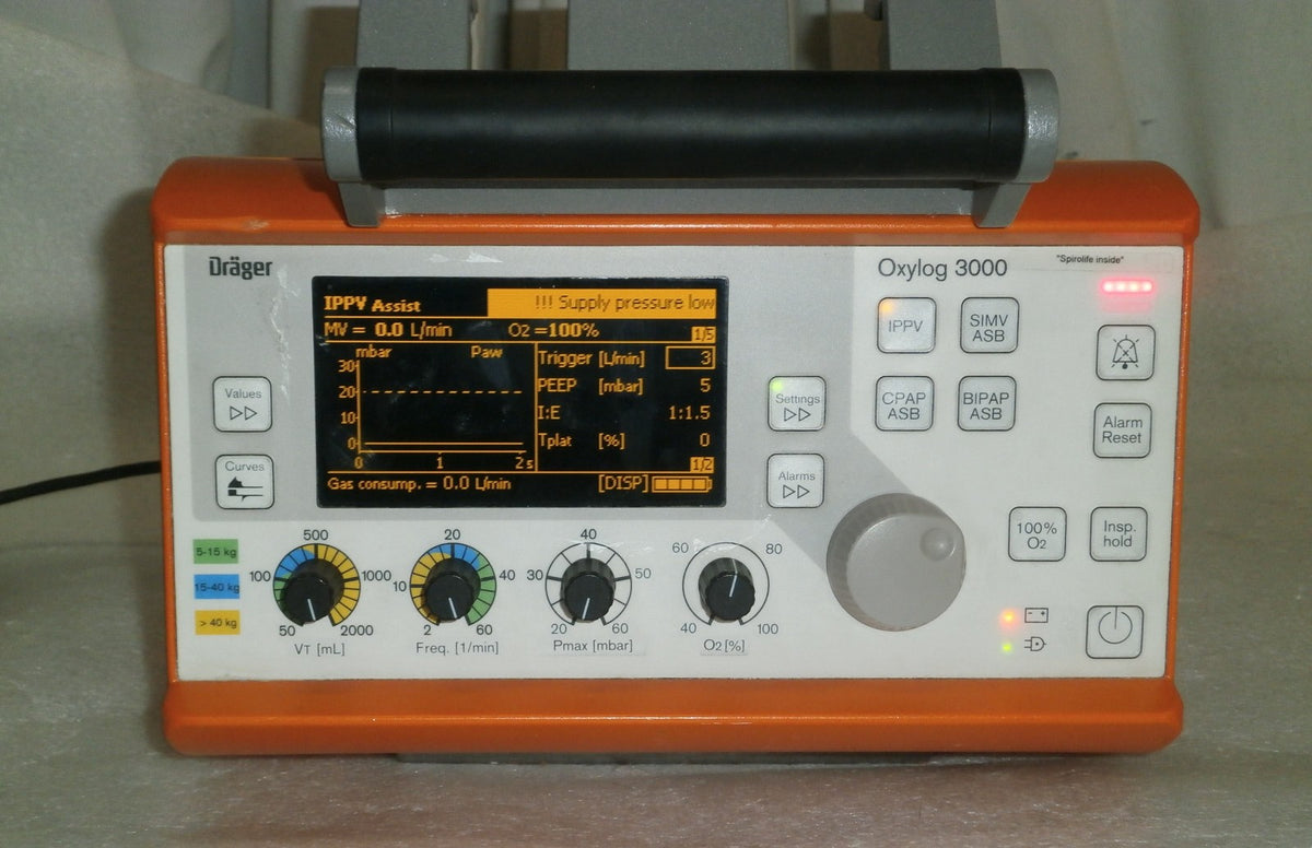 Drager Oxylog 3000 Ventilator 2M86955 - No Power Supply