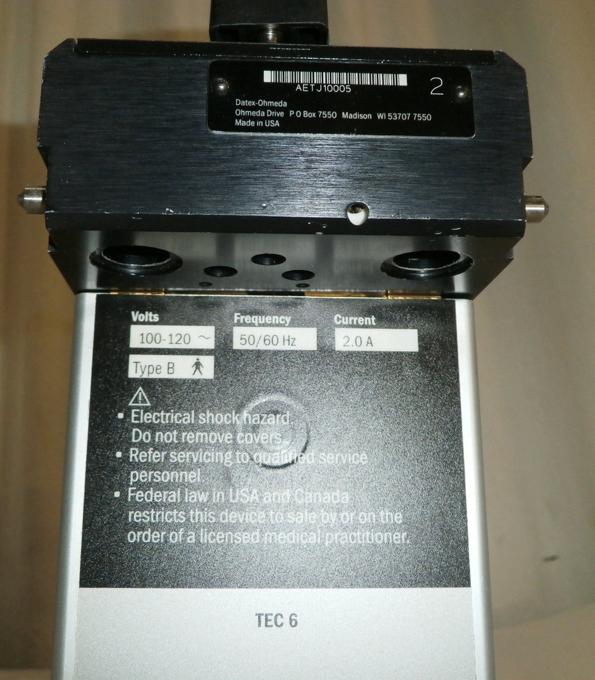 Datex Ohmeda Tec 6 Plus Desflurane from Anesthesia Machine