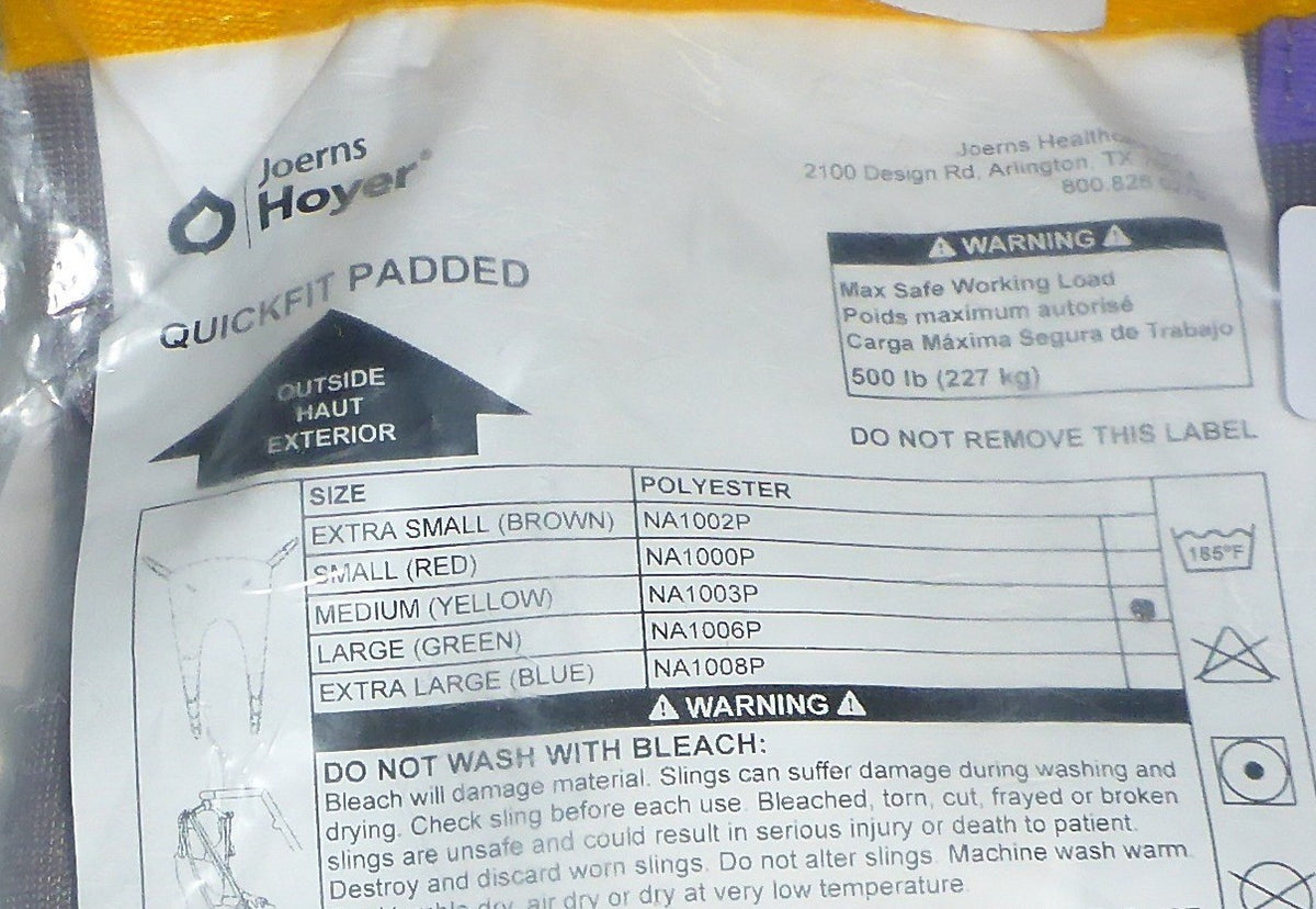 HOYER QUICKFIT PADDED PATIENT SLING OPEN BOX LARGE SIZE