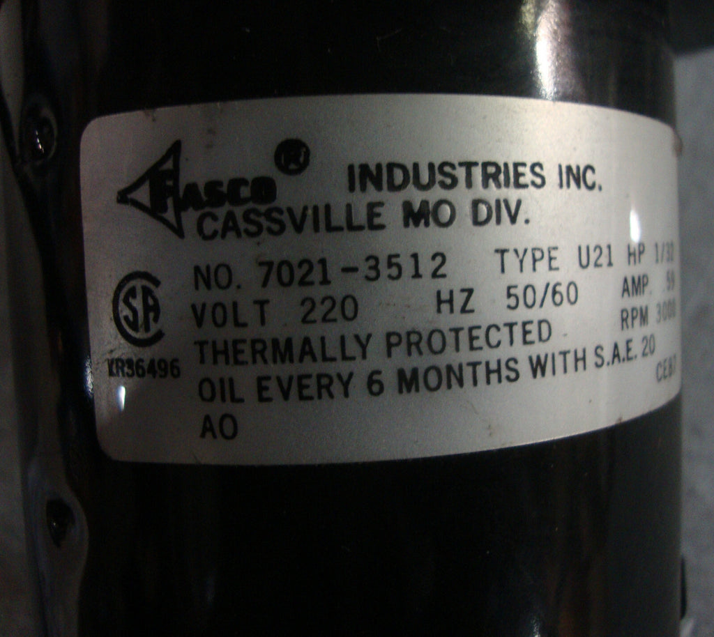 Fasco Industries Inc 7021-3512 Blower Type U21 FROM MICROM HM560