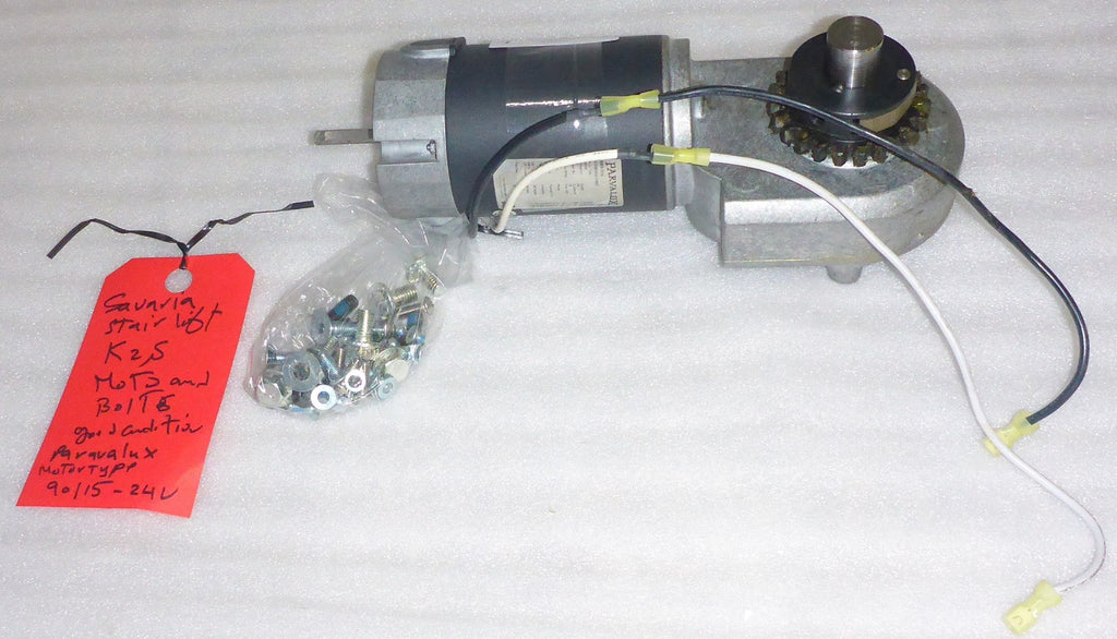 SAVARIA K2 S STAIR LIFT MOTOR PARAVALUX 90115-24V AND BOLTS AS PHOTO USED