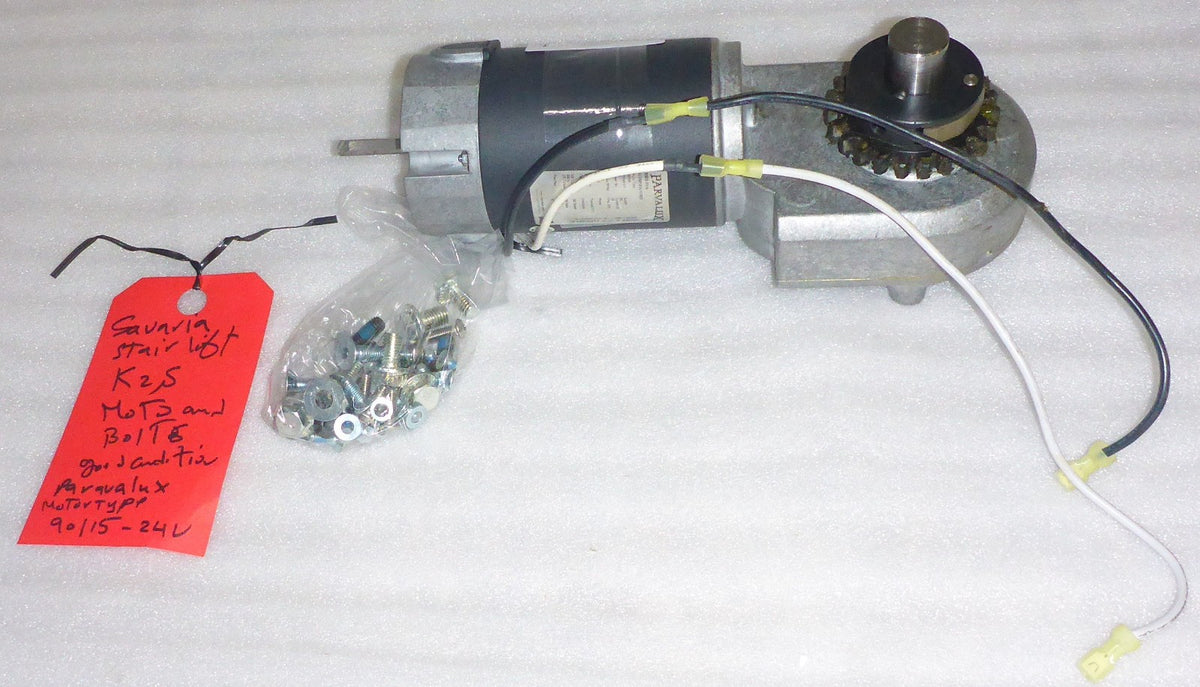 SAVARIA K2 S STAIR LIFT MOTOR PARAVALUX 90115-24V AND BOLTS AS PHOTO USED