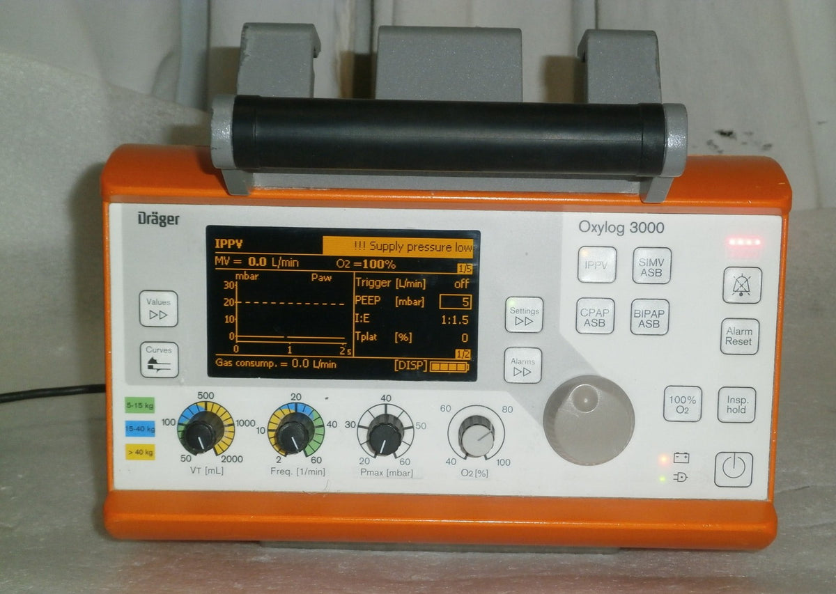 Drager Oxylog 3000 Ventilator 2M86955 - No Power Supply