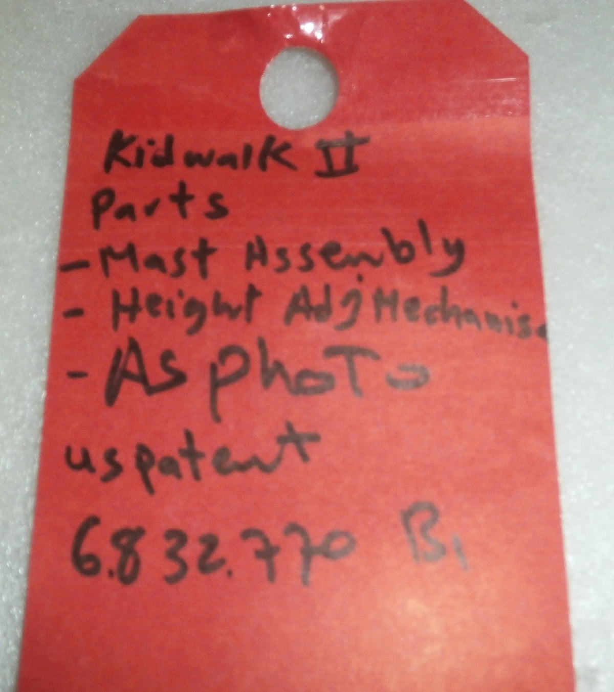 KID WALK II MAST ASSEMBLY AND HEIGHT ADJ MECHANISM AS PHOTO