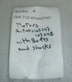 Quickie QM-710 Wheelchair Set 2 L/R Motors 107247 & 107248 w/ Bolts & Shocks