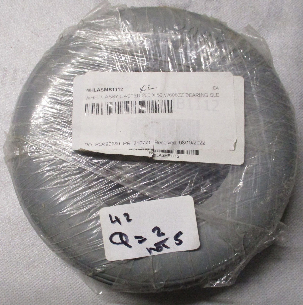 SET OF 2 PRIDE WHEELS WHLASMB1112 WHEEL ASSY CASTER 200 X 50, W608ZZ BEARING SLE