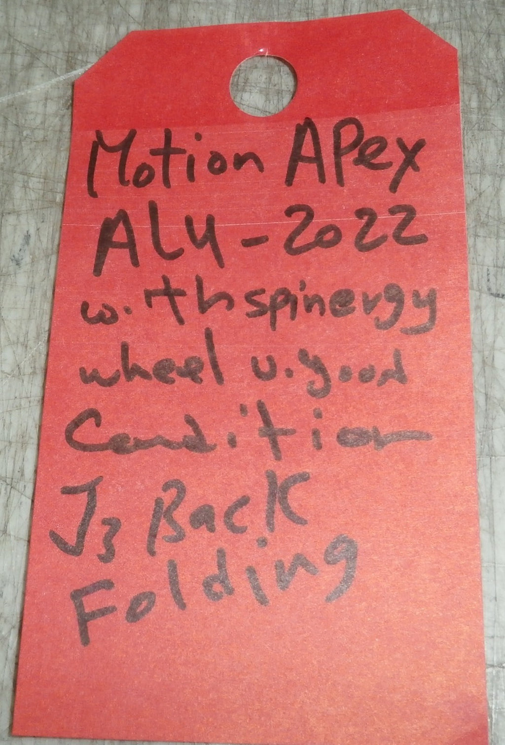 2022 18" MOTION APEX WHEELCHAIR RIGID w/ 23" SPINERGY WHEELS