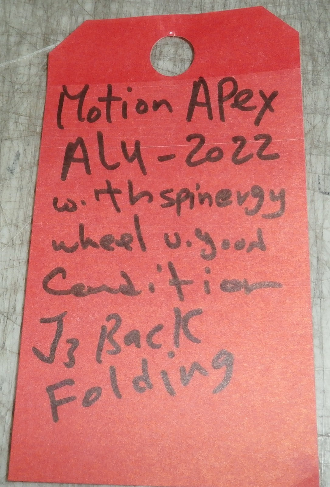 2022 18" MOTION APEX WHEELCHAIR RIGID w/ 23" SPINERGY WHEELS