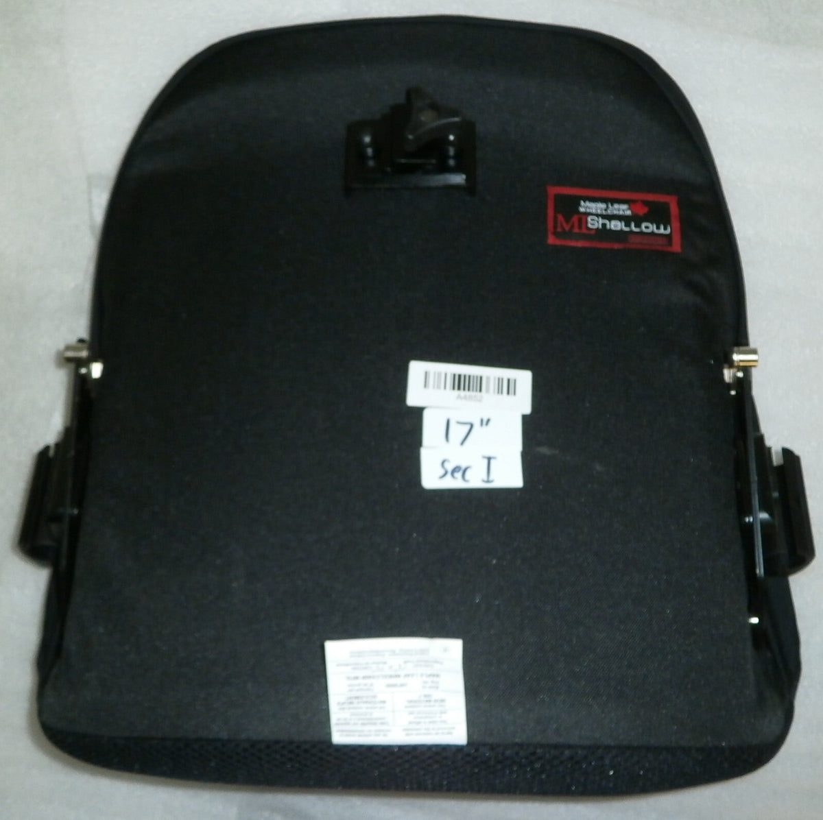 MAPLE LEAF ML SHALLOW WHEELCHAIR BACK SIZE 17" REG NO245555 VERY GOOD CONDITION