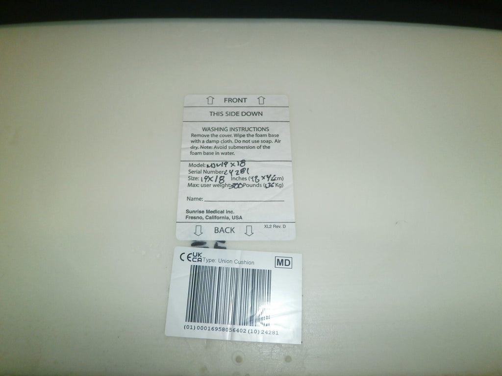 Wheelchair Jay Union Cushion CA30811 Size 19X18" 119751-040 MAX 300 POUNDS
