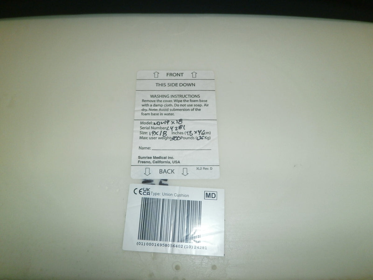 Wheelchair Jay Union Cushion CA30811 Size 19X18" 119751-040 MAX 300 POUNDS